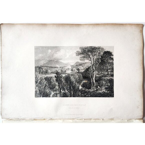 1844 Girvan River Blairquhan Engraving Victorian Scotland Landscape DWSS21 - Picture 2 of 2